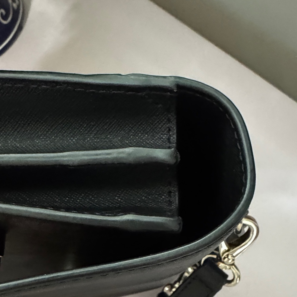 Henri Bendel Black Leather Shoulder Bag with Gold Accents School Bag - Picture 13 of 15